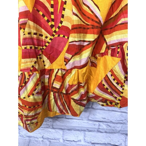 FARM RIO ANTHROPOLOGIE Women's Orange Printed Rope Scoop Neck Dress NWT Medium - Picture 7 of 8